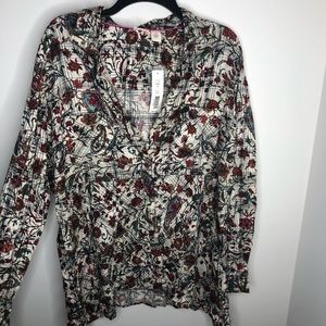 Westbound Woman button up floral plaid shirt